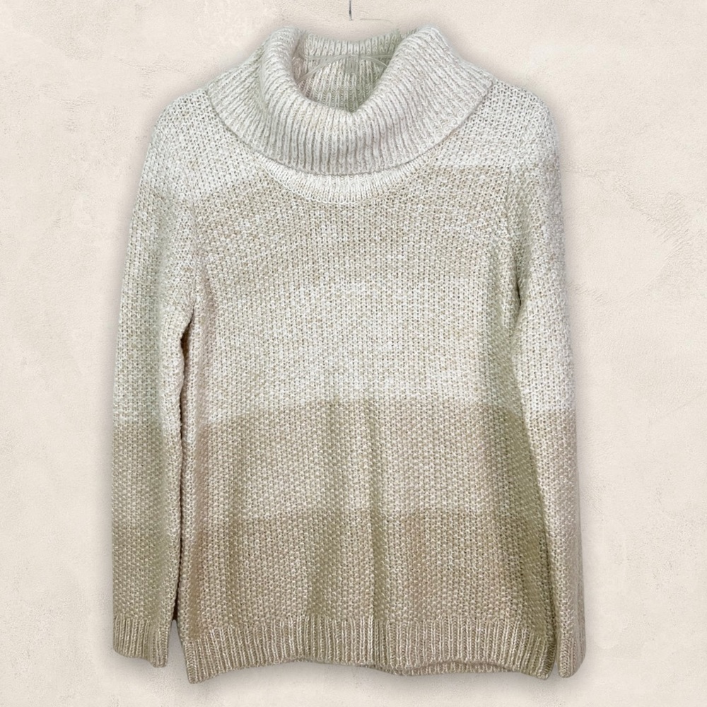 Calvin Klein Cowl Neck Chunky Knit Neutral Tone Sweater Size S